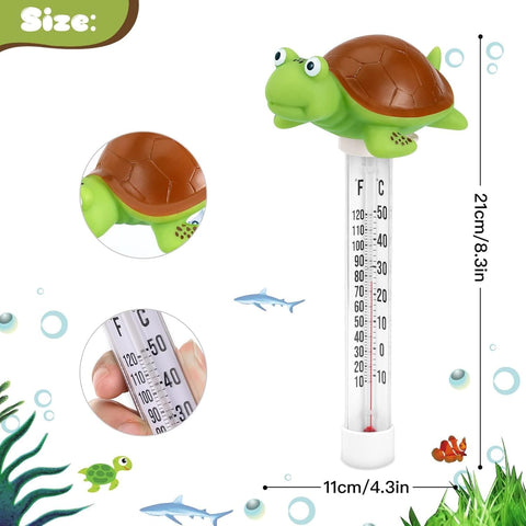 Inpool Turtle thermometer with shatter-resistant design for long-lasting pool use.