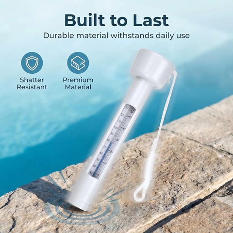 Inpool water temperature thermometer shatter-resistant for durable pool use