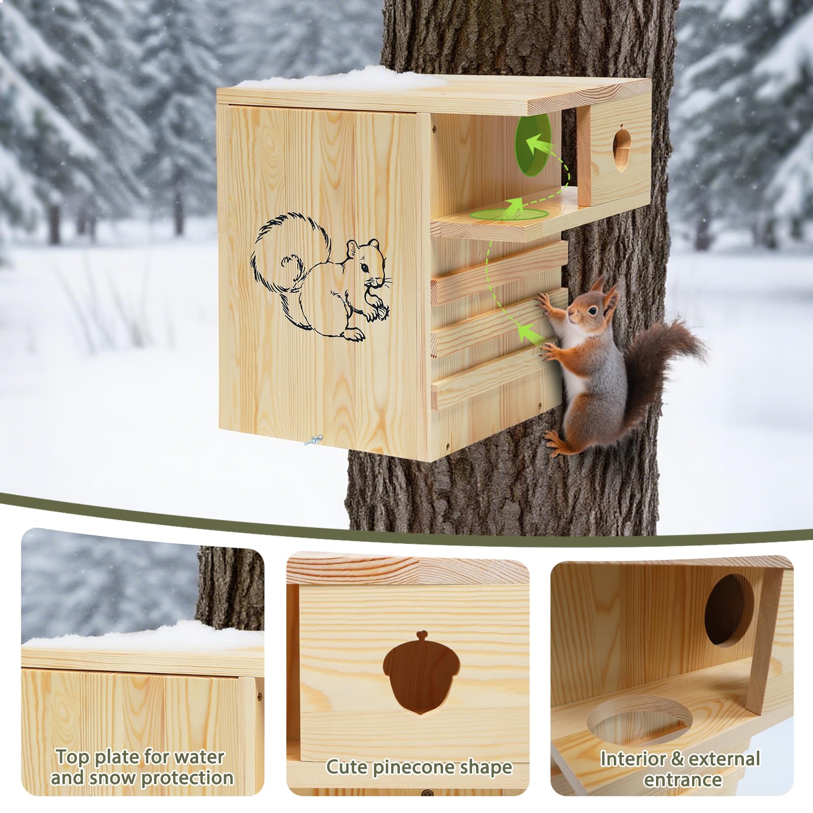 INRLKIT large nesting box roomy interior for wildlife