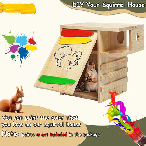 INRLKIT squirrel house front panel opens for easy cleaning