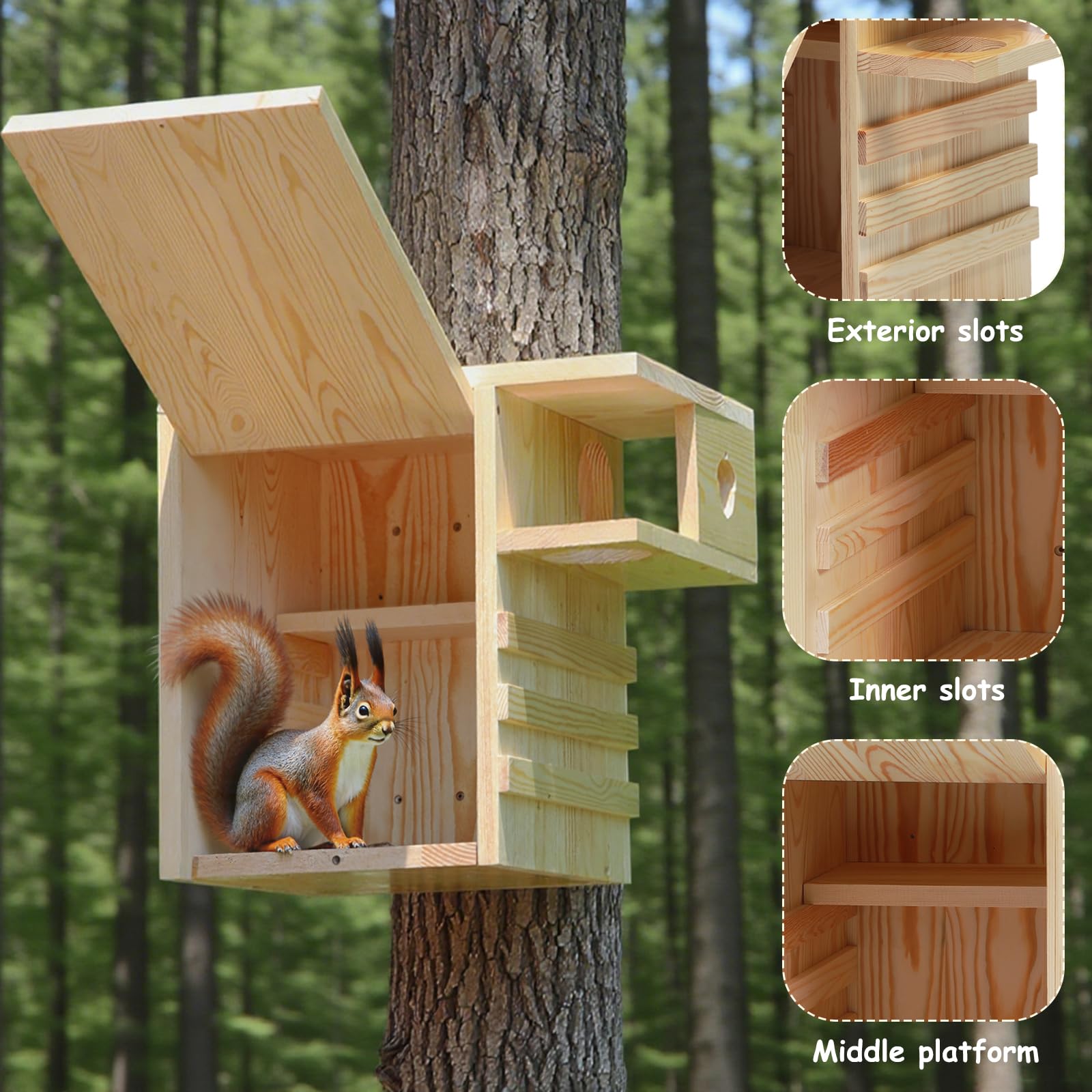 INRLKIT squirrel house inner outer slots for easy access