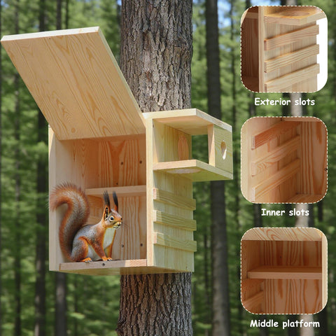 INRLKIT squirrel house inner outer slots for easy access