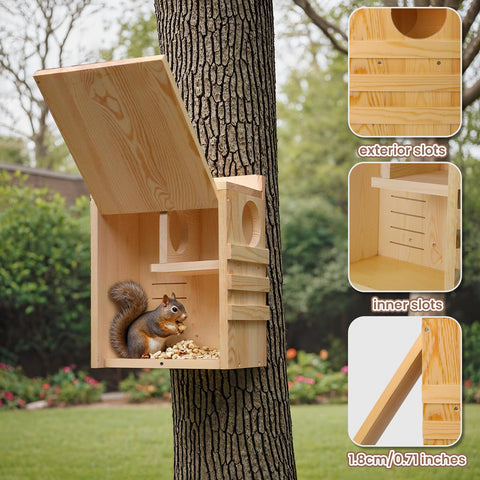 INRLKIT Squirrel House roomy interior allows movement and casual feeding