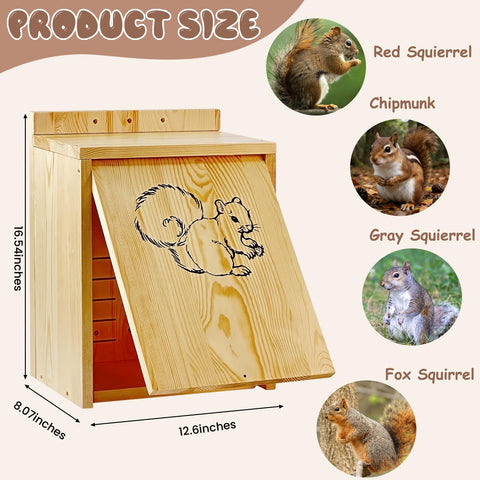 INRLKIT Squirrel Nesting Box wooden structure highlights sturdy pine for durability