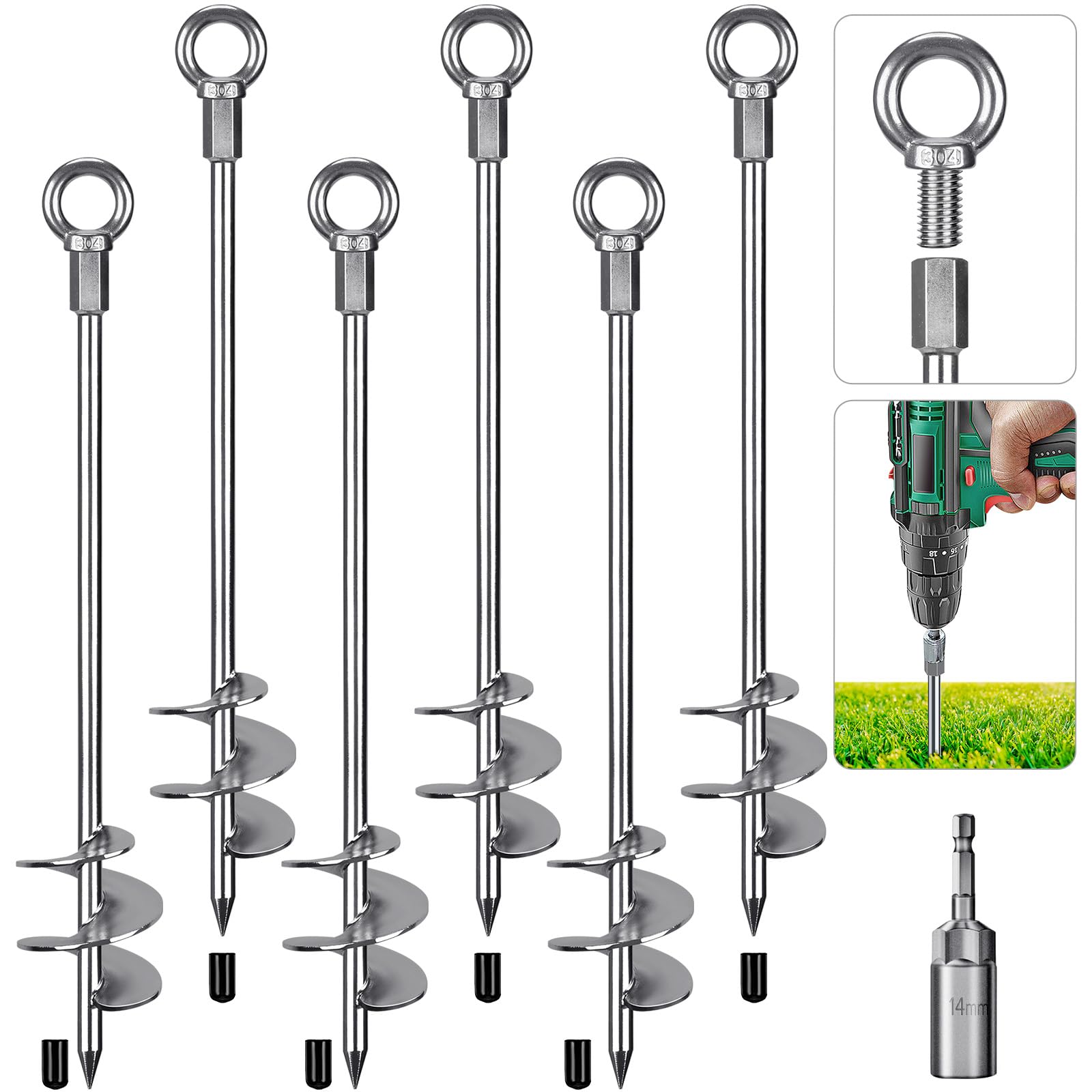 Insaga 30-inch ground anchor in solid steel with robust construction