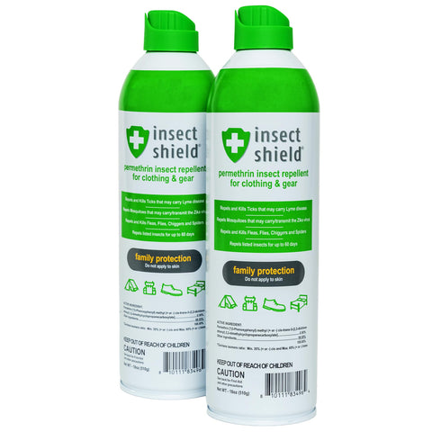 Insect Shield Premium Permethrin Spray aerosol can front, long-lasting outdoor protection