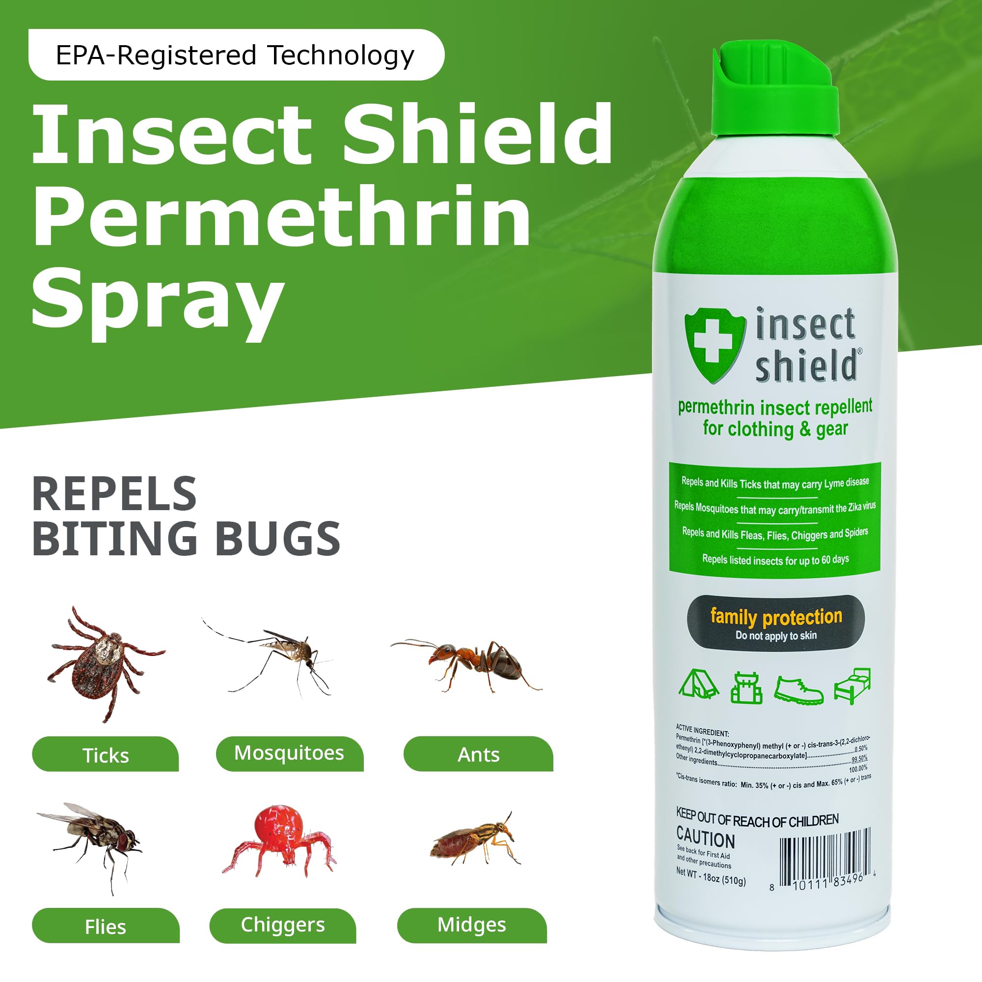Insect Shield Premium Permethrin Spray treats clothing for lasting repellent protection on hikes