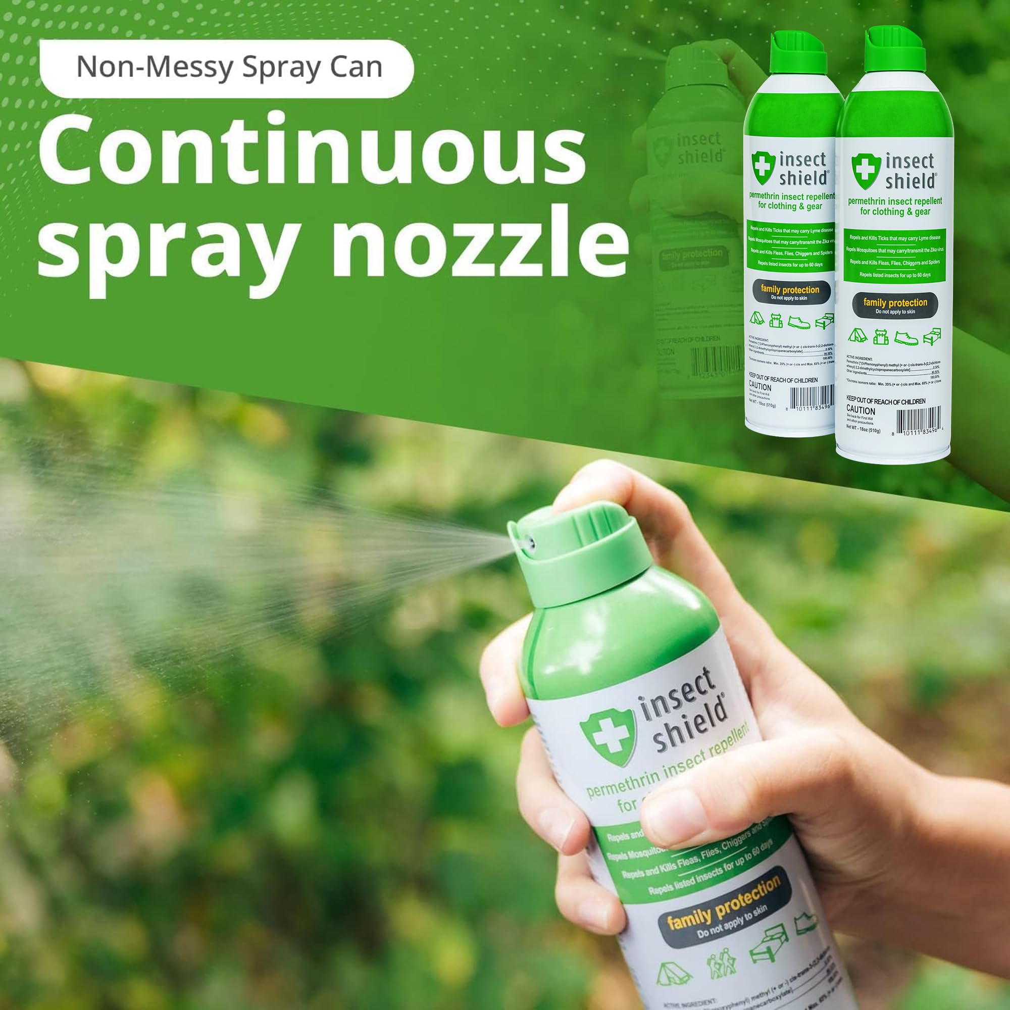 Insect Shield Premium Permethrin Spray on sleeping bag fabric for coverage