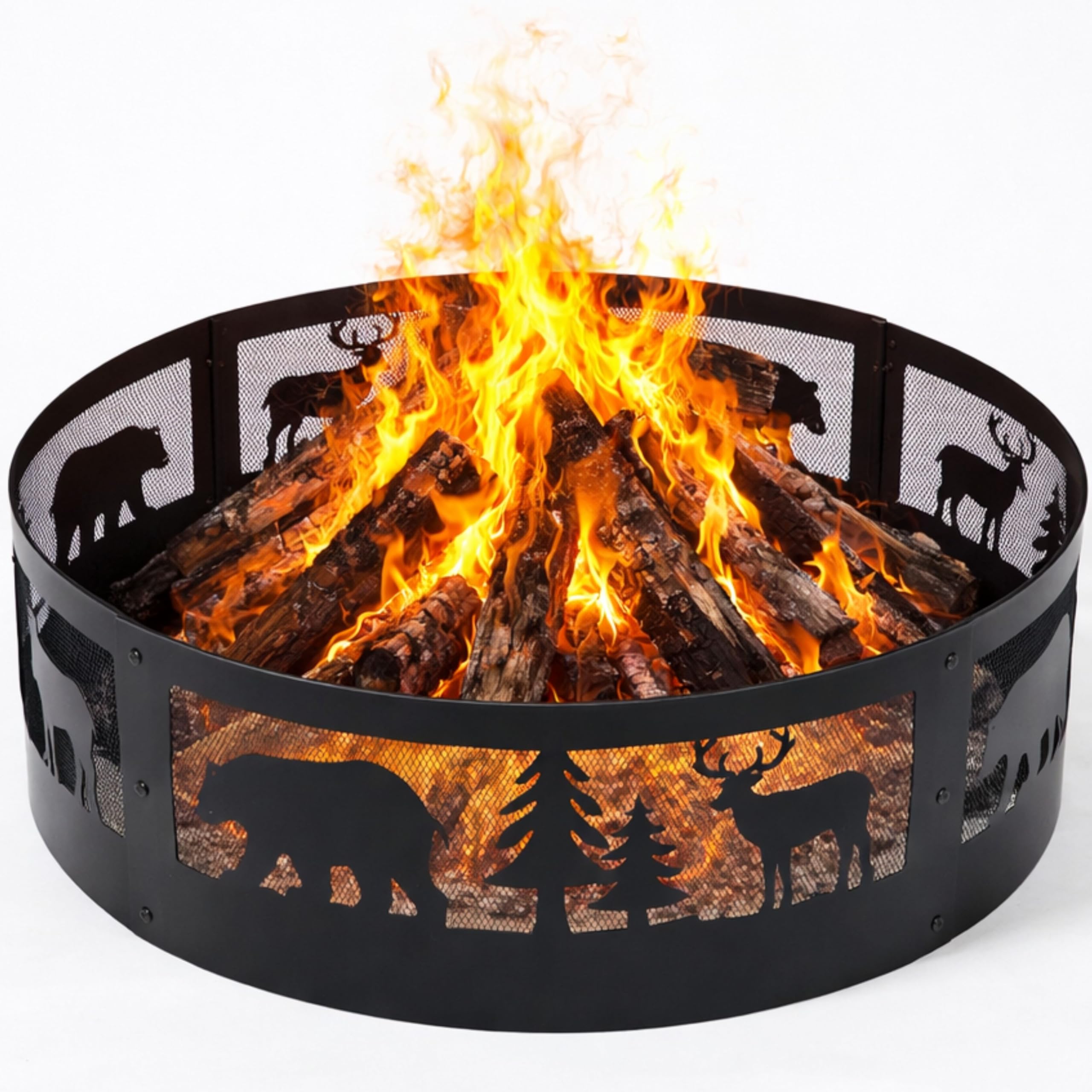 InSideOut Fire Chief 36in ring, side view, sturdy steel for outdoor pits.