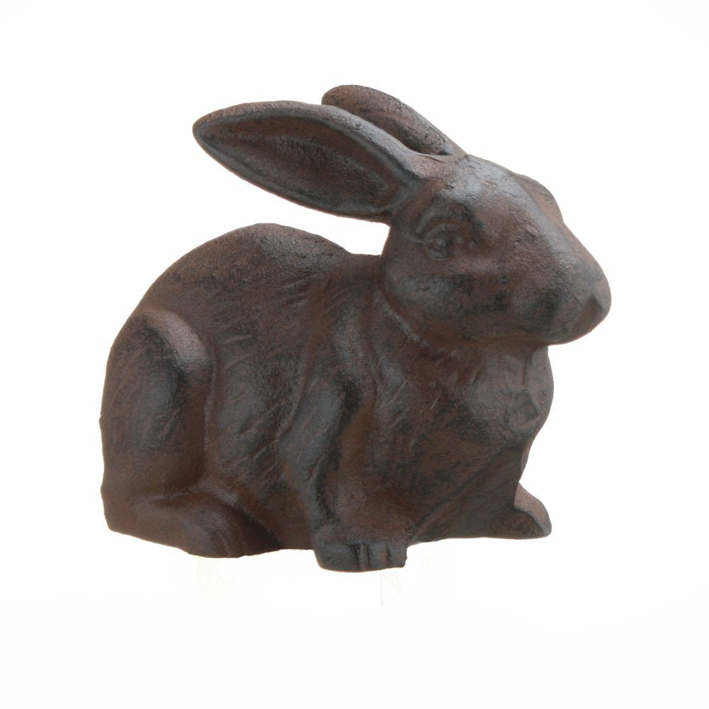 INsideOUT full-bodied cast iron rabbit garden figure for indoor or outdoor display, durable garden decor.