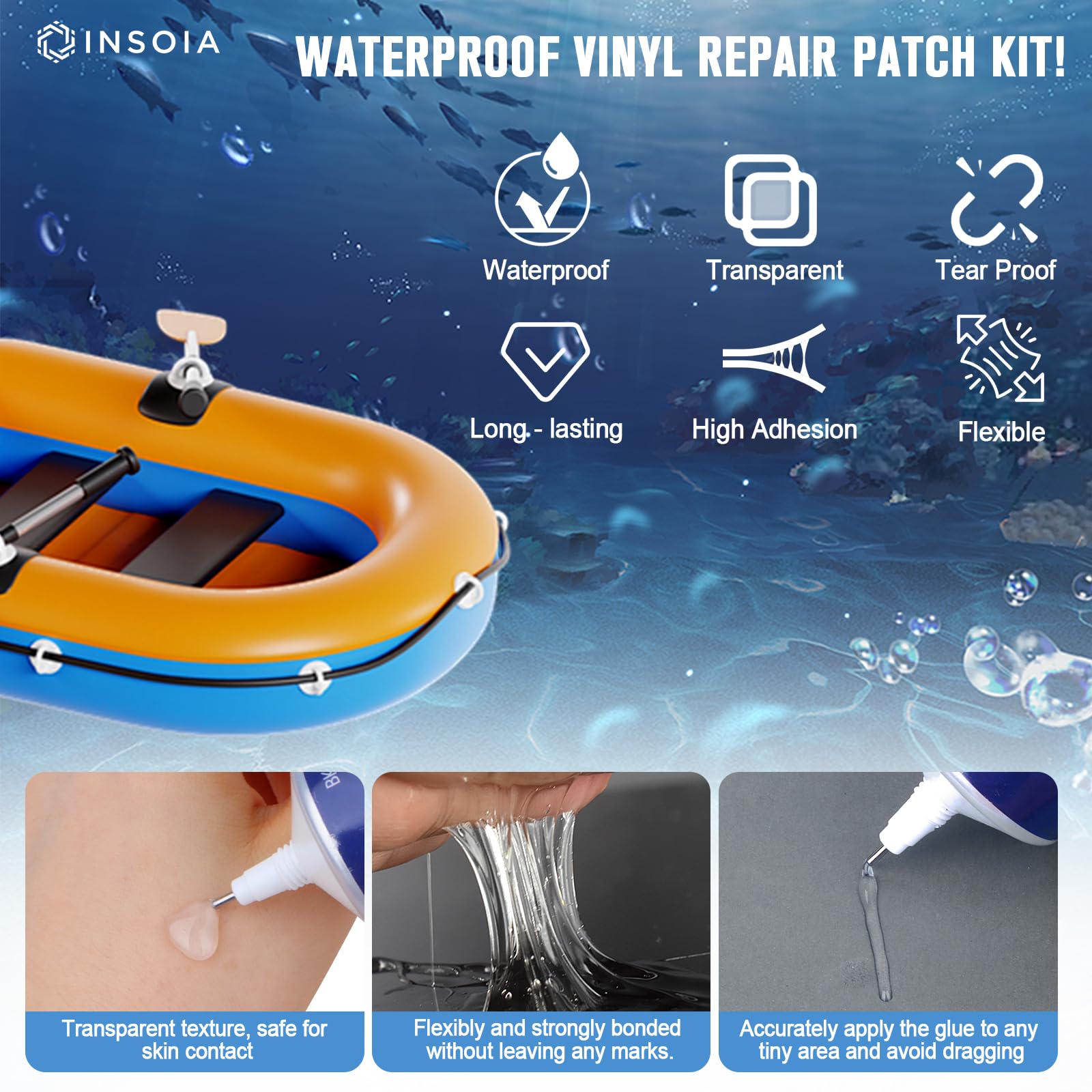 INSOIA pre-cut rectangular patches for versatile fixes on surfaces