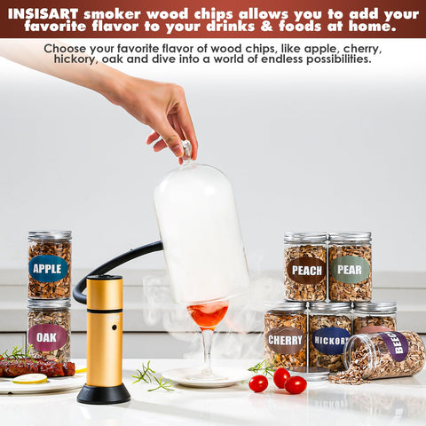 INSISART Oak wood chips for smoking; balanced flavor for beef and ribs.