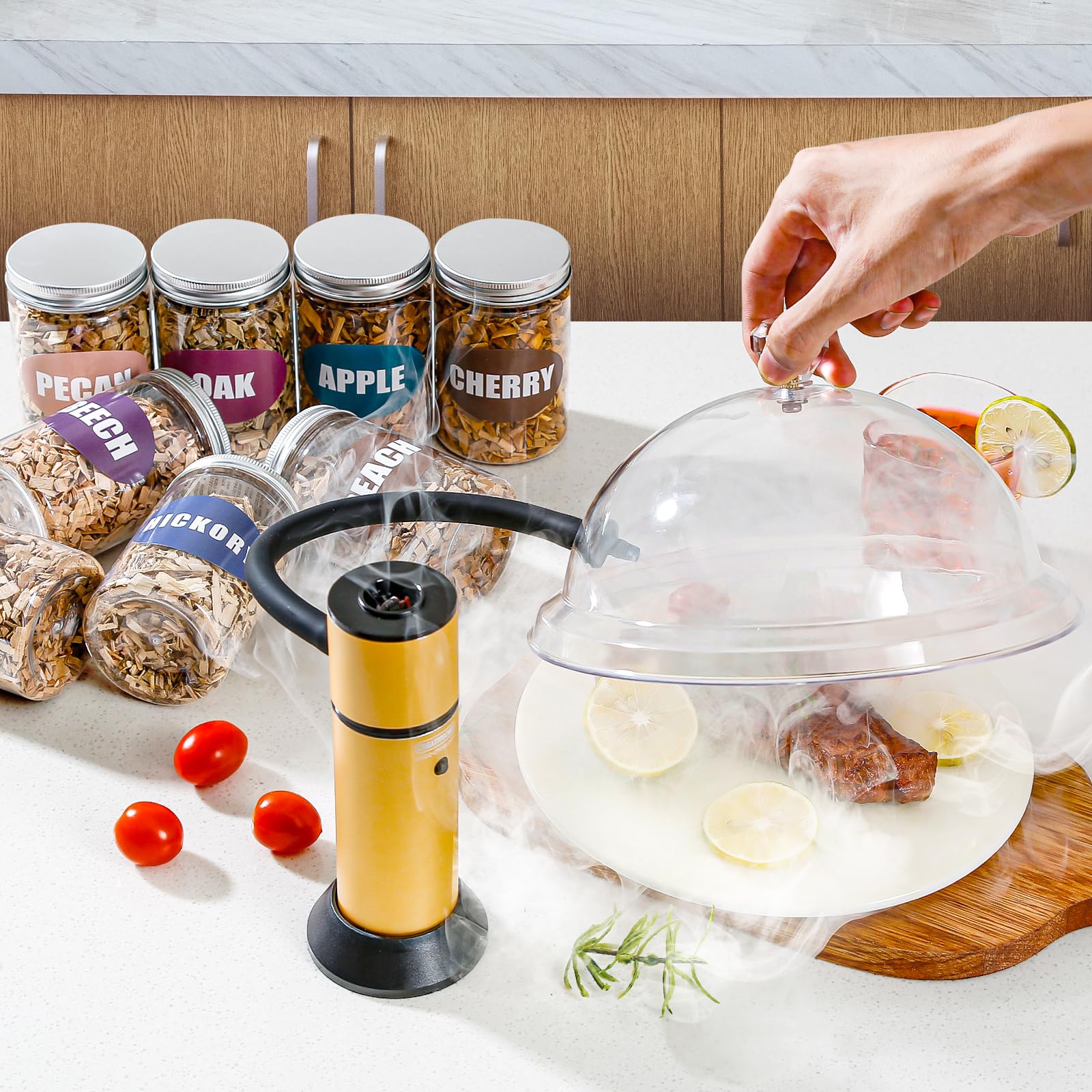 INSISART Peach wood chips for smoking; subtle fruit notes for chicken and seafood.