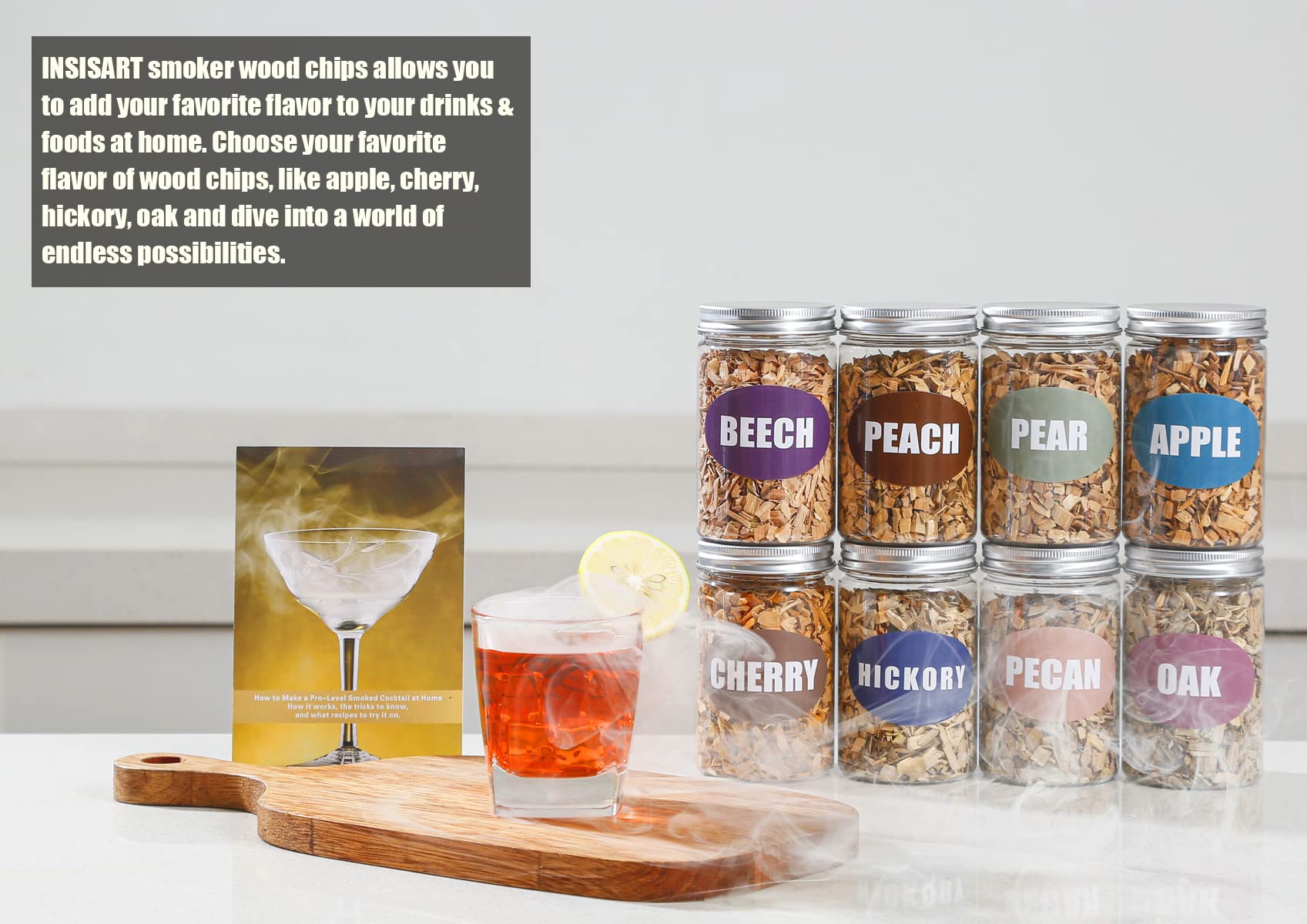 INSISART Pear wood chips for smoking; delicate aroma for fish and vegetables.