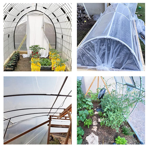 Inslat UV-resistant greenhouse plastic cover protects crops under bright sun.