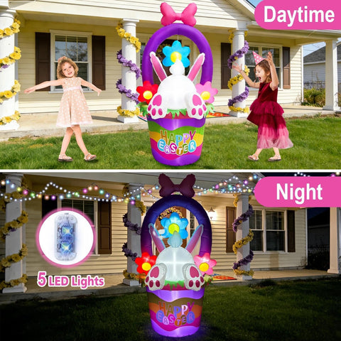 inslife Easter inflatable bunny built-in blower enables quick setup.