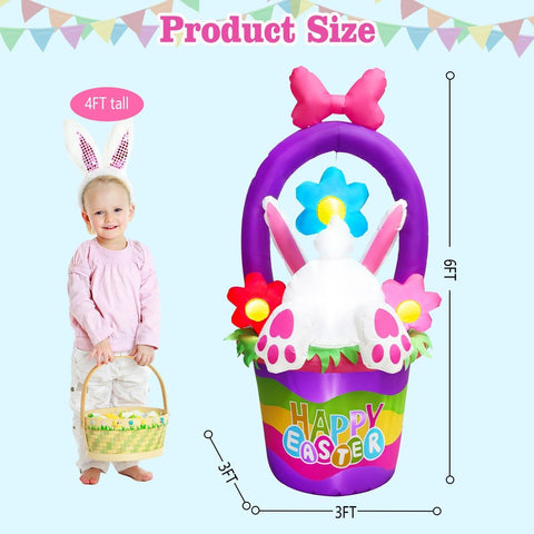 inslife Easter inflatable bunny with LEDs brightens nighttime garden display.