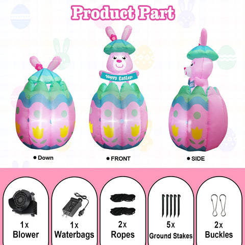 inslife Easter inflatable with LED lights enhances night visibility and charm