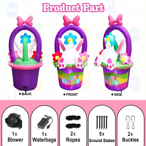 inslife Easter inflatable bunny uses waterproof polyester for indoor outdoor use.