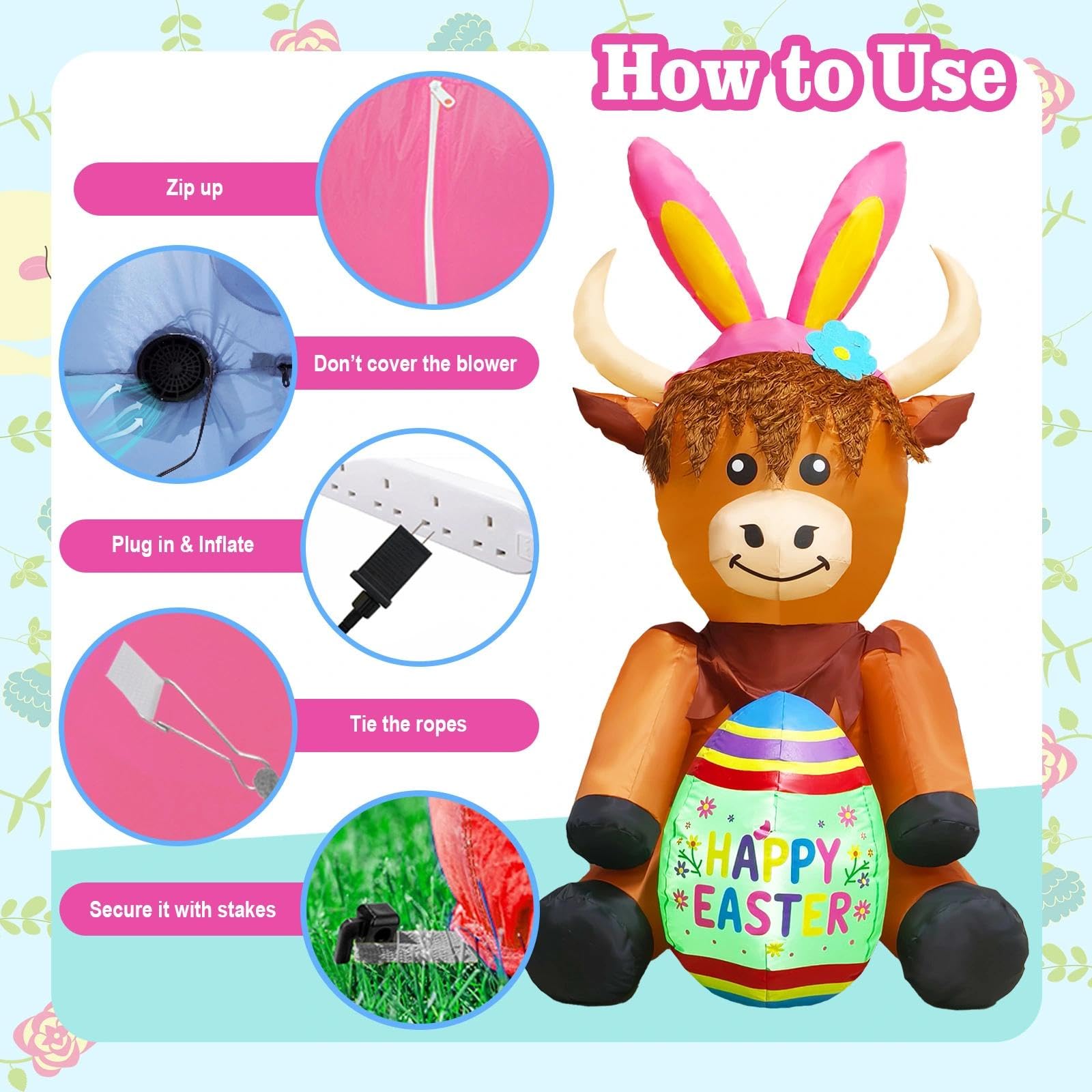 inslife Highland Cow inflatable folded storage compact and easy to store