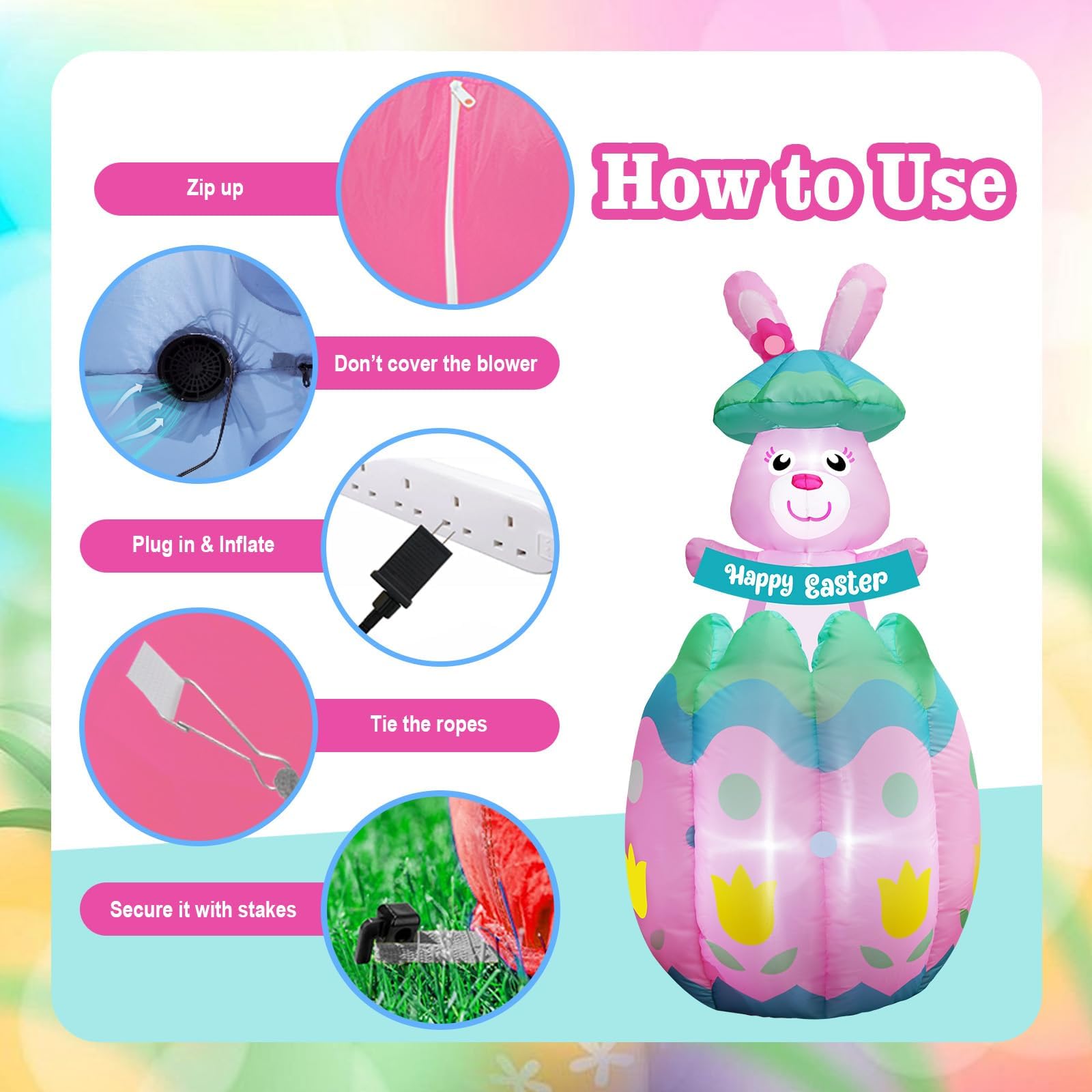 inslife outdoor Easter decor with 4 LEDs stays bright for night-time curb appeal