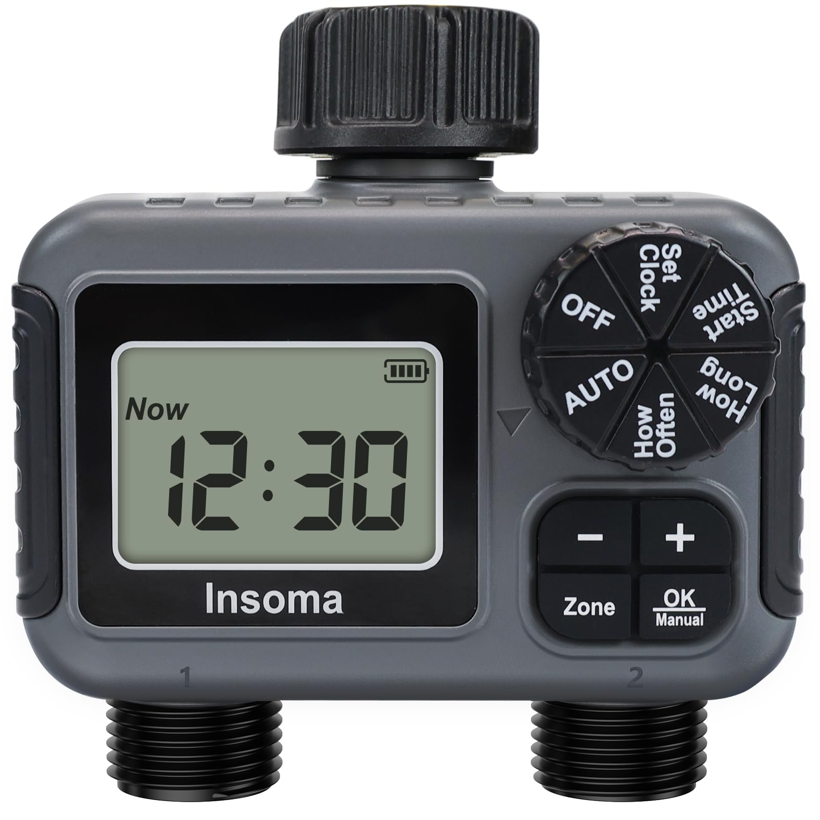 Insoma 2-Zone Timer front panel display for quick setup and monitoring.