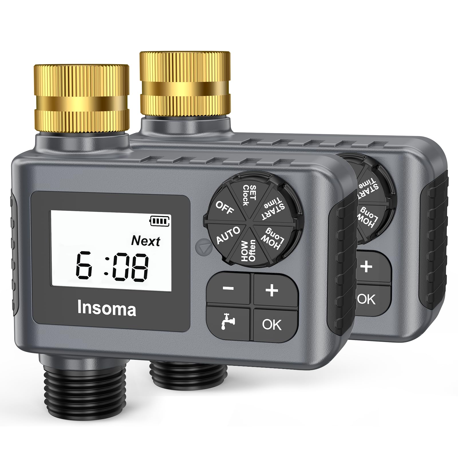 Insoma 2-pack water timer dial setup for easy scheduling