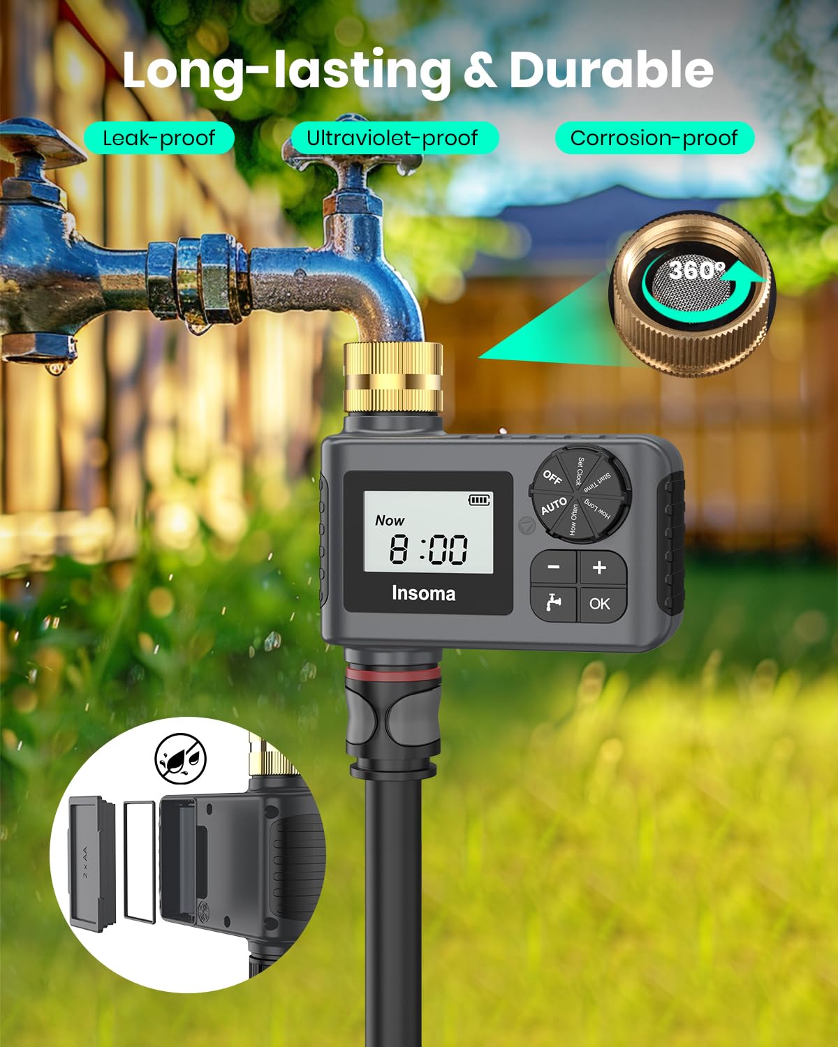 IP55 waterproof timer protects electronics in garden environments
