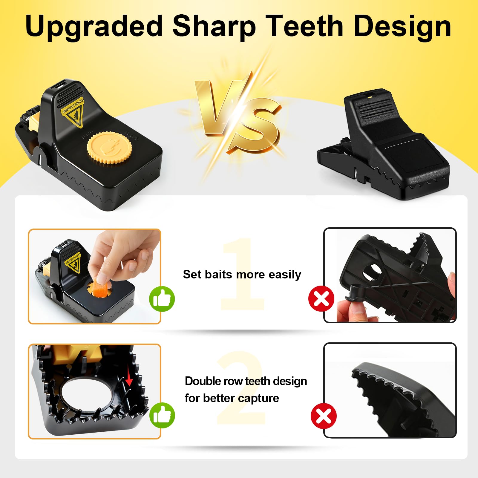 Insoma mouse trap with sharp teeth design delivers secure capture.