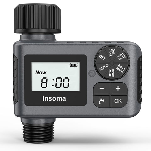 Insoma outdoor timer dial for simple programming and efficient watering.