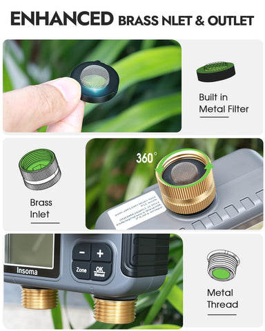 Insoma sprinkler timer large LCD display for easy outdoor reading.
