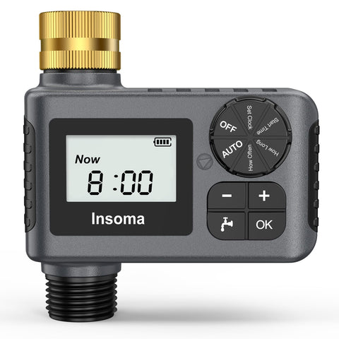 Insoma sprinkler timer with brass swivel for durable outdoor watering setup
