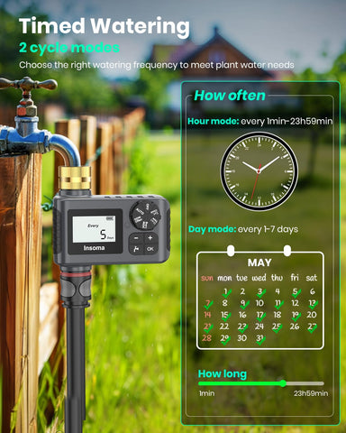 Insoma sprinkler timer dial for quick, precise scheduling.