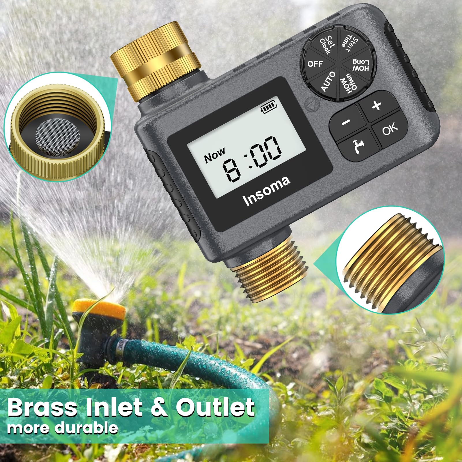 Insoma timer IP55-rated shell resists moisture and weather.