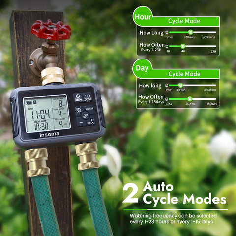 Insoma start-time and frequency settings for precise irrigation control.