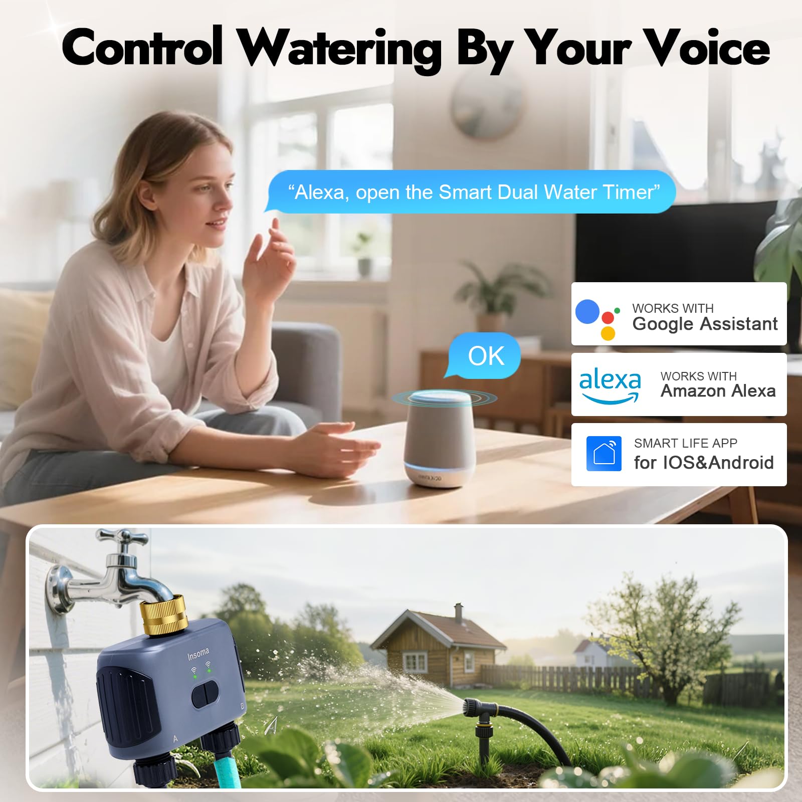 Insoma timed and cyclical watering modes support flexible irrigation options