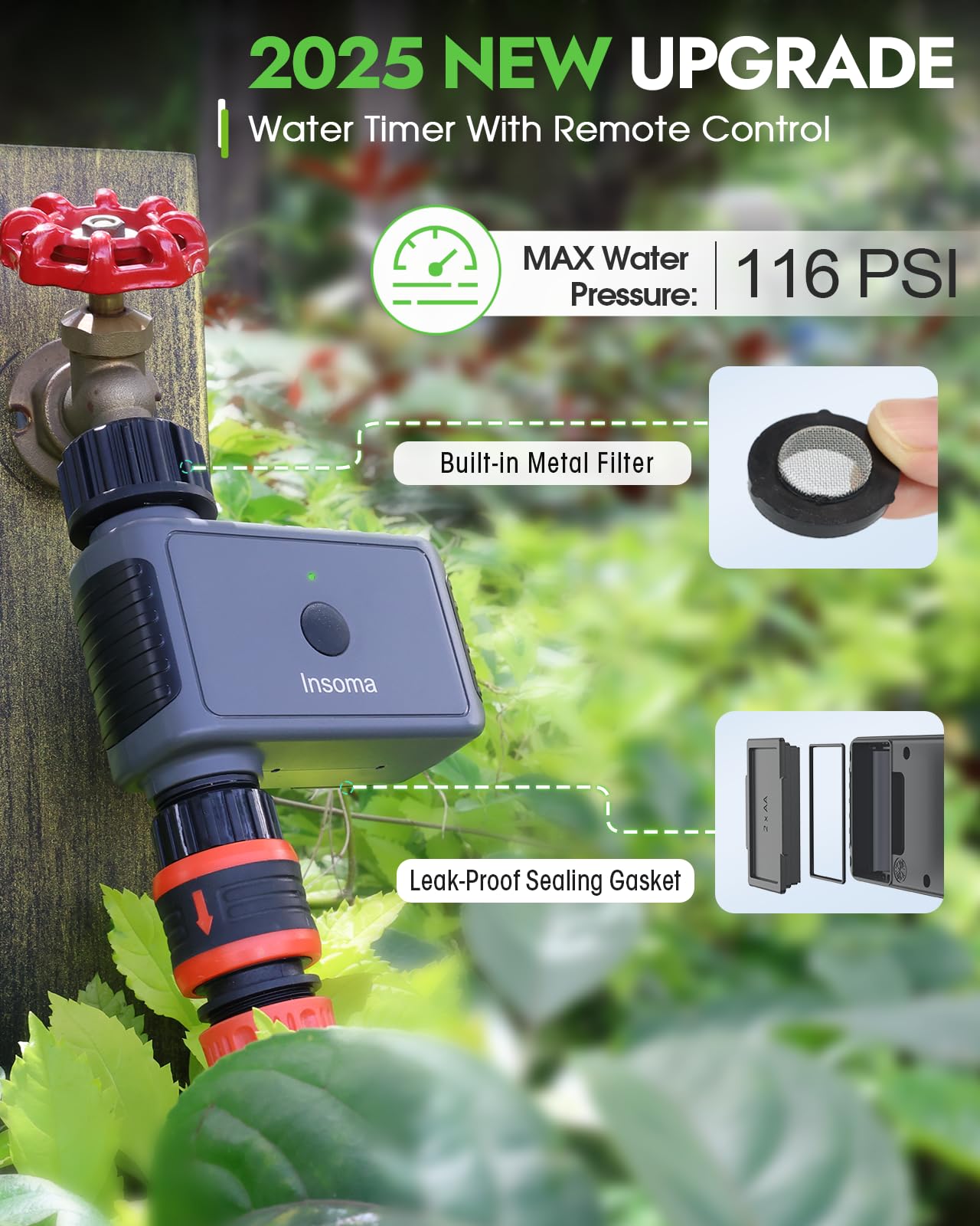 Insoma water timer hose setup demonstrates easy connection to a standard hose