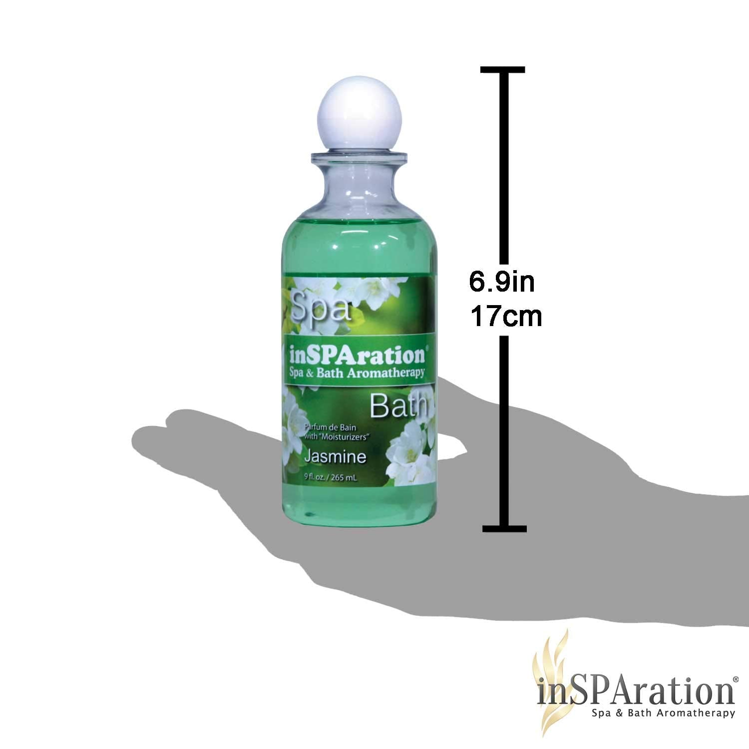 InSPAration aloe vera and vitamins label on jasmine spa liquid bottle