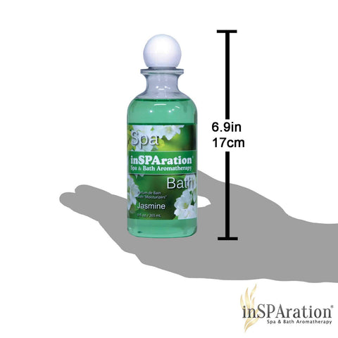 InSPAration aloe vera and vitamins label on jasmine spa liquid bottle