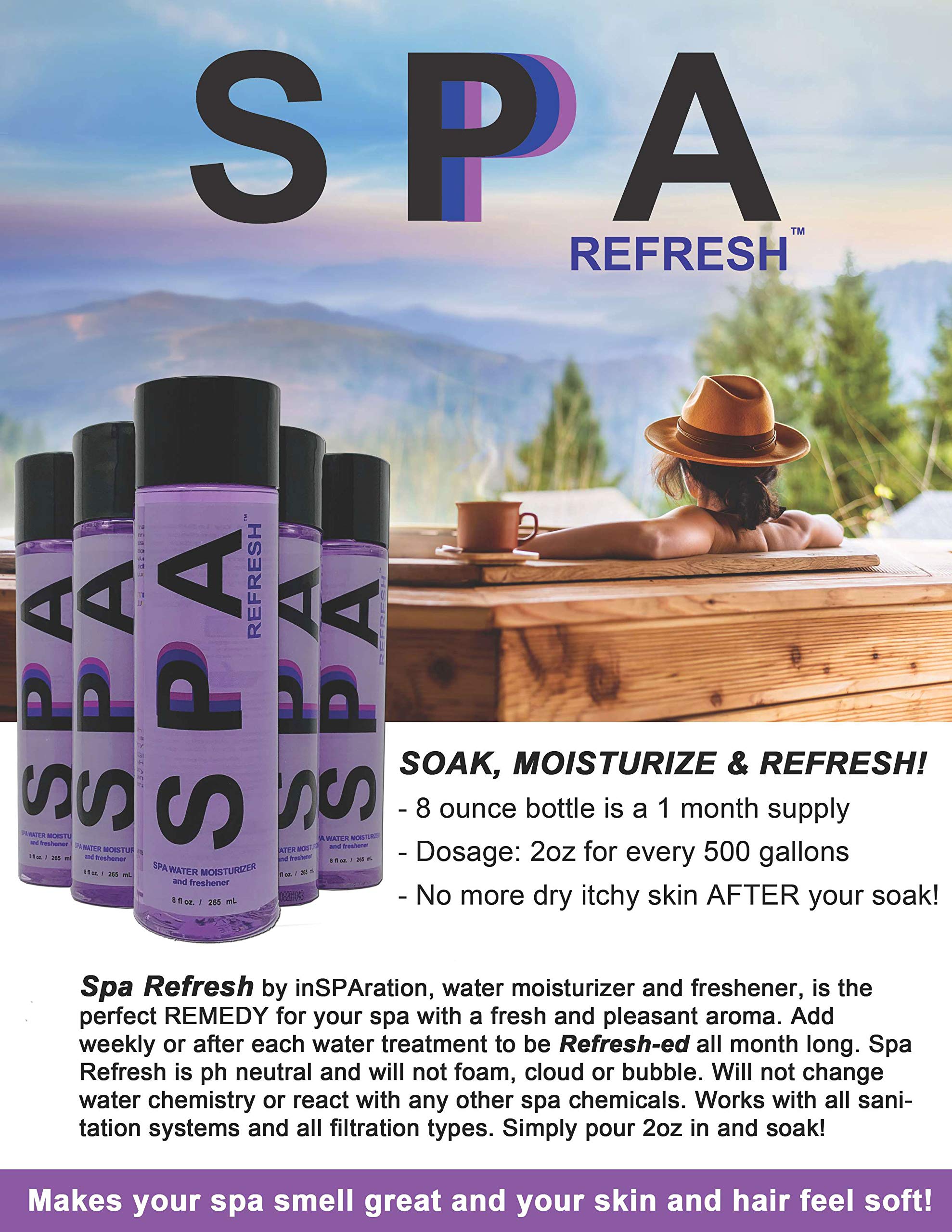 Spa water treated with InSPAration, clearer and softer for a refreshing soak.