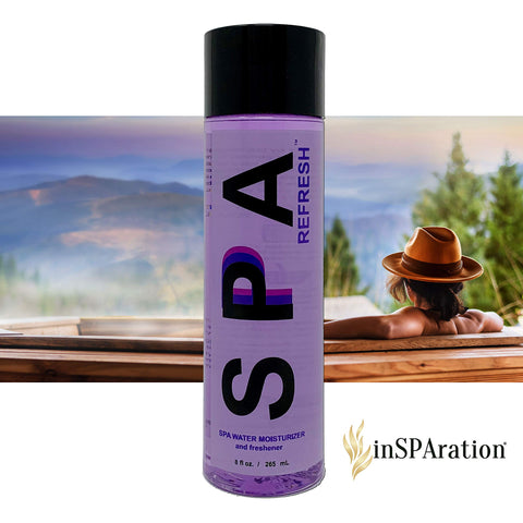 InSPAration Spa Refresh bottle on spa ledge after treatment.