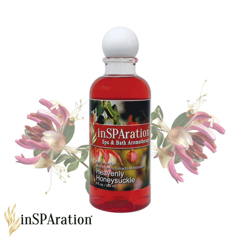 Pouring InSPAration Heavenly Honeysuckle to dosing for spa or bath
