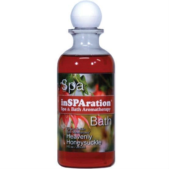 Spa tub setup with InSPAration Heavenly Honeysuckle scent in water