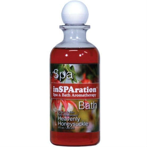 Spa tub setup with InSPAration Heavenly Honeysuckle scent in water