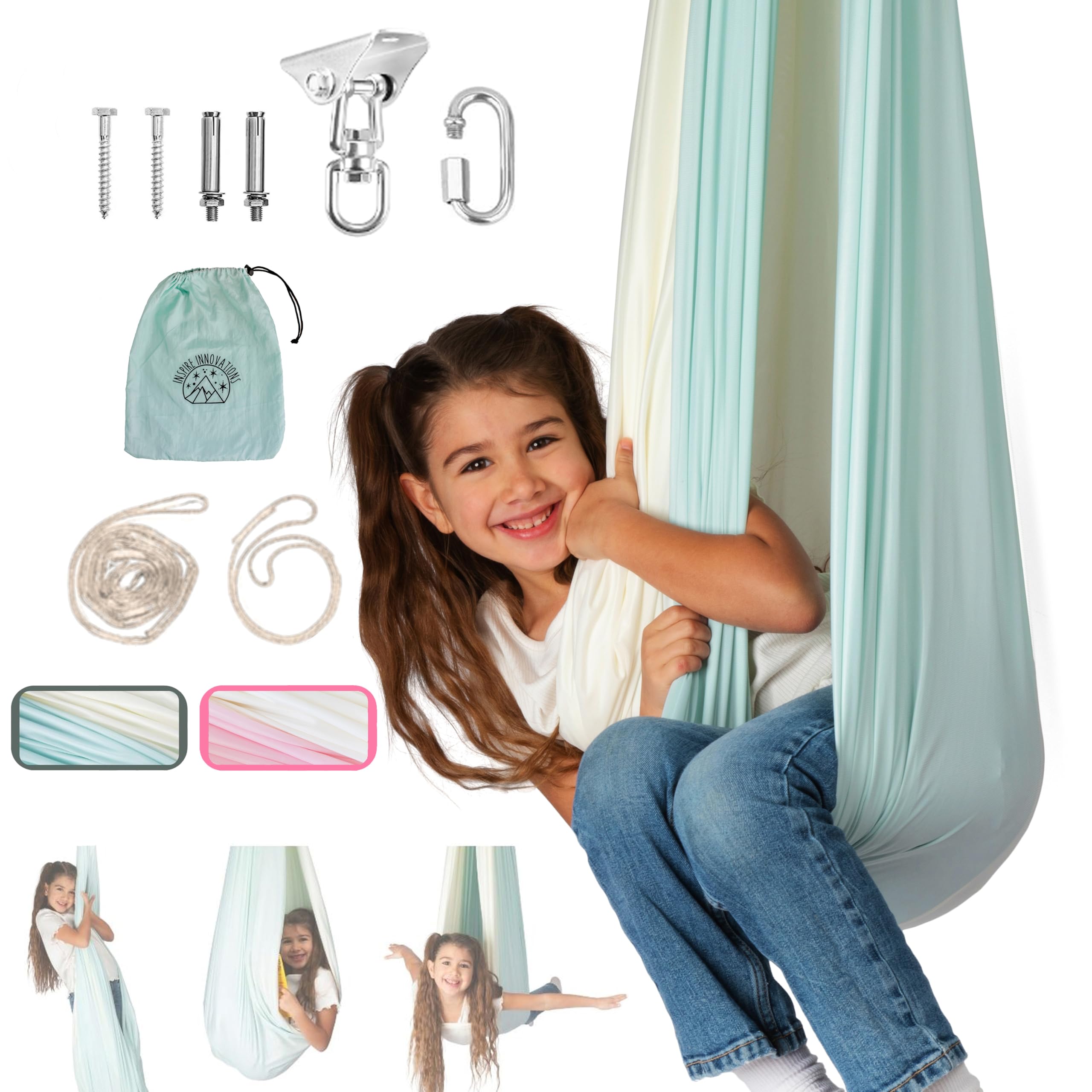 Inspire Innovations double-layer kids sensory swing inside cocoon for calm focus