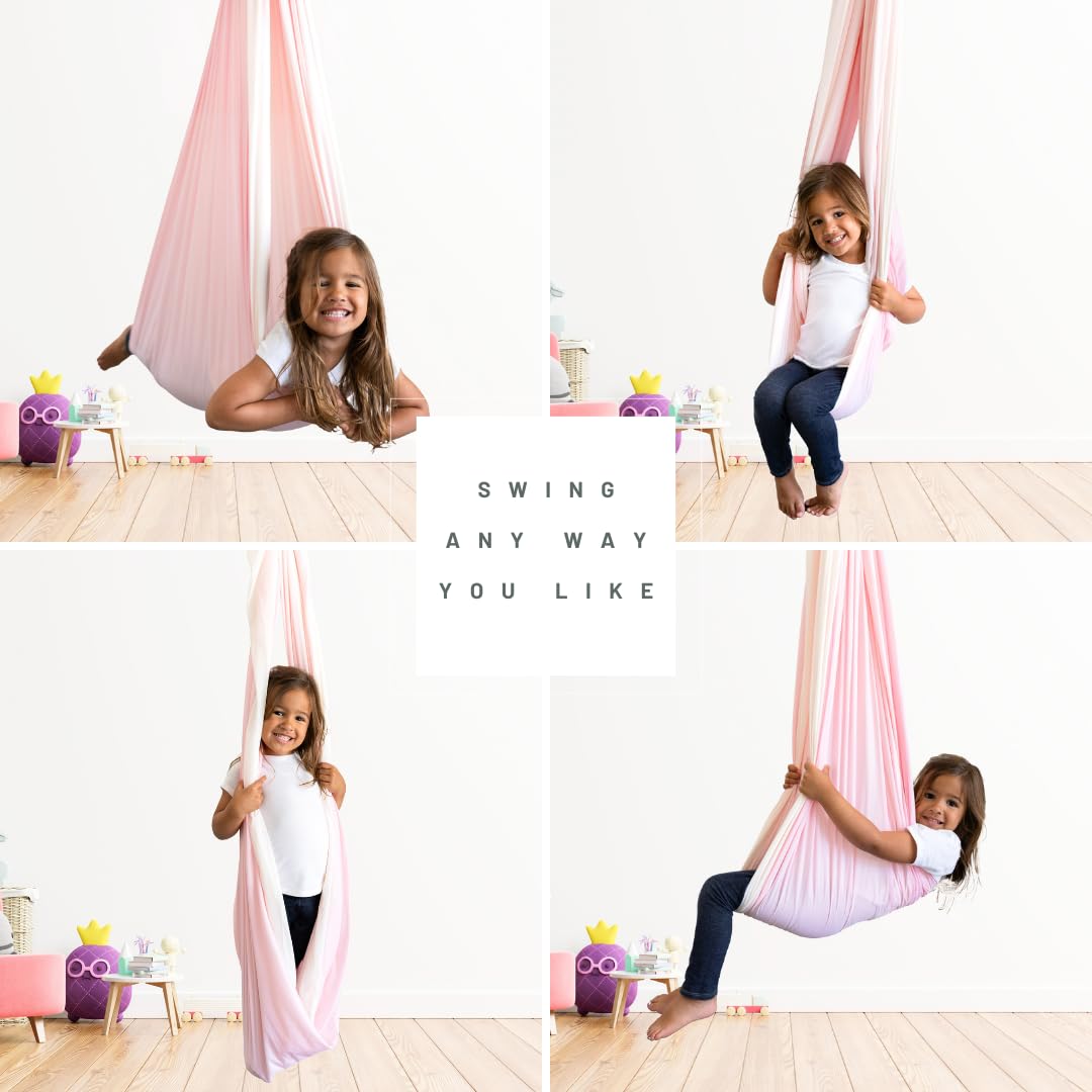 Inspire Innovations machine-washable fabric keeps the sensory hammock clean.