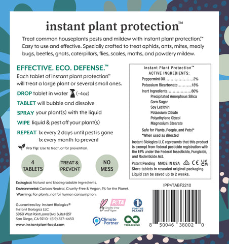 Made in USA badge beside Instant Plant Protection packaging