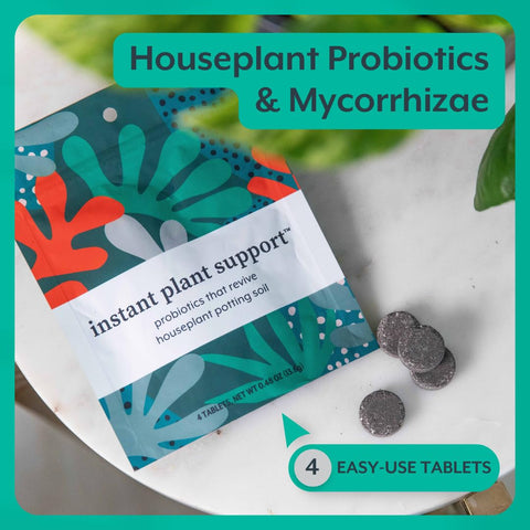 Instant Biologics tablet dissolving in soil delivering beneficial microbes.