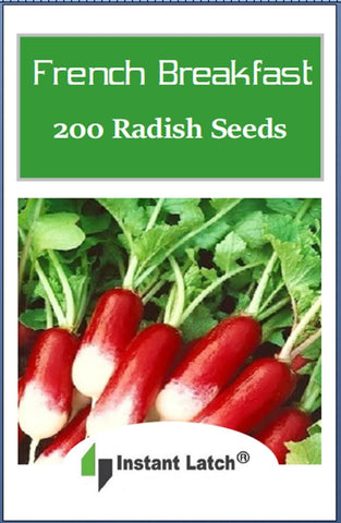 Instant Latch 200 French Breakfast radish seeds ready for direct sowing for a quick harvest.