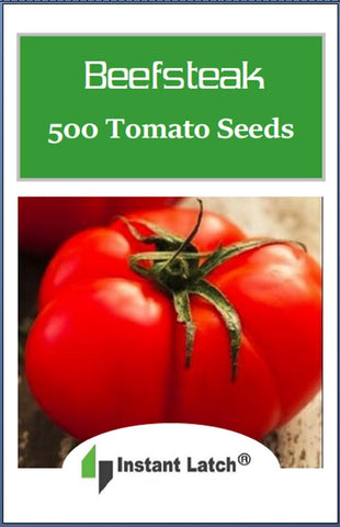 Instant Latch 500 Beefsteak Tomato Seeds seed pack for home garden planting.